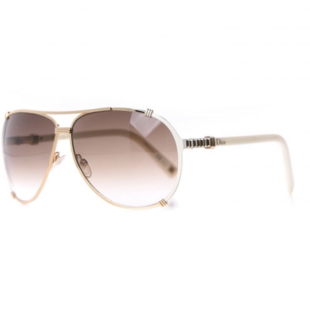 Dior Chicago 2 White and Gold Aviator Sunglasses 63mm